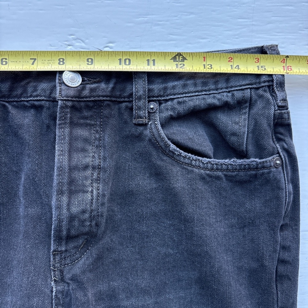 We The Free‎ Free People Black Straight Distressed Jeans Raw Hem Button Fly 28 - Picture 10 of 13